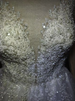 Vestido de Novia Blanco y Plateado