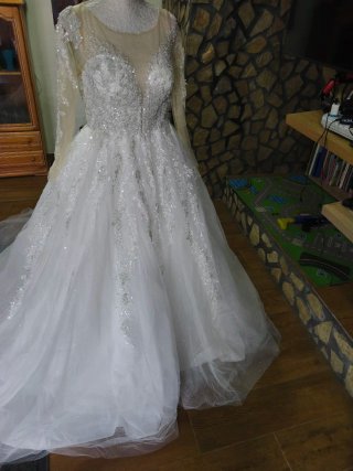 Vestido de Novia Blanco y Plateado