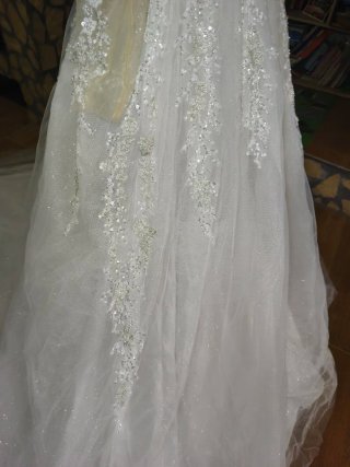 Vestido de Novia Blanco y Plateado