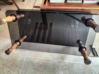 Mesita de centro cristal y madera