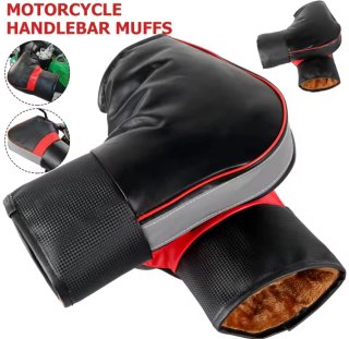 Guantes Manillar Moto/Ebike Negro/Rojo