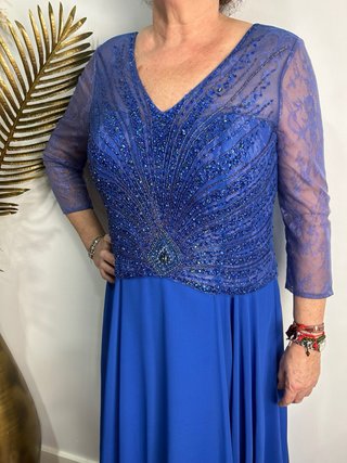 Vestido largo elegante azul talla 56