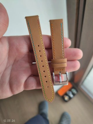Correa de reloj 18mm marrón con pespuntes