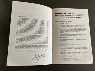 Programa 75 Aniversario Atlético de Madrid 1978