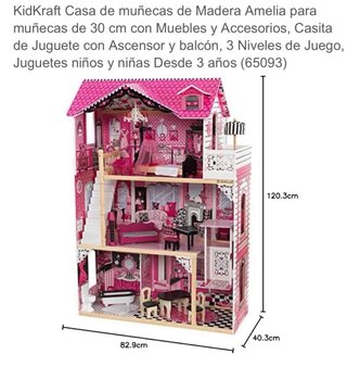 Casa de muñecas de madera 3 niveles