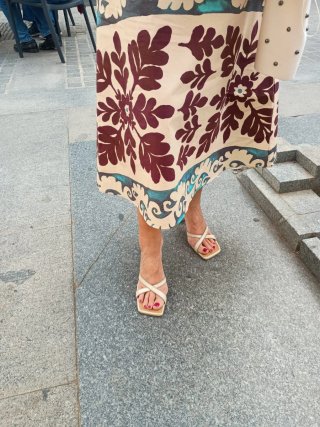 Sandalias Rosas Rojas Piel Nude Talla 38