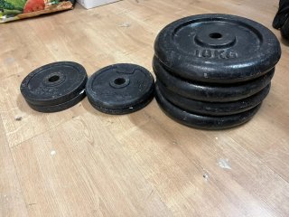 Banco, mancuernas, pesas