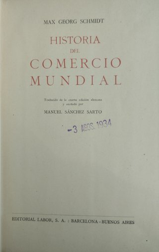 Historia del Comercio Mundial | Max Georg Schmidt