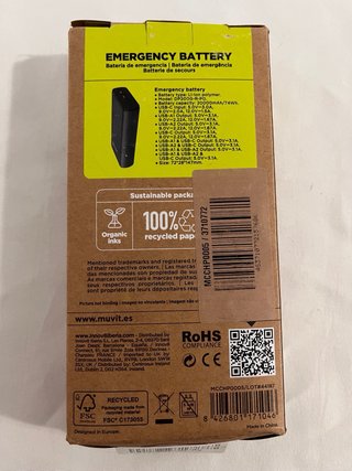 Batería Externa Muvit 20.000mAh PD 20W USB-C