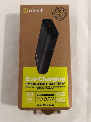 Batería Externa Muvit 20.000mAh PD 20W USB-C