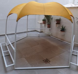 Carpa Hexagonal PVC Jardín Tela Amarilla