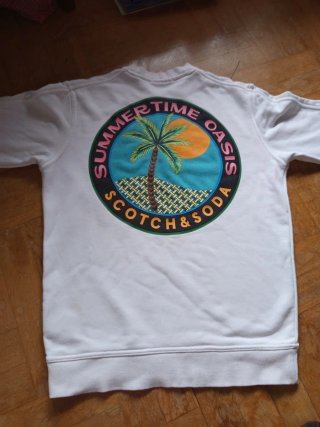 Sudadera Scotch & Soda Blanca Logo Palmeras