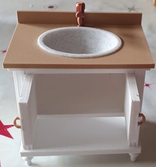 Mueble de baño miniatura con lavabo
