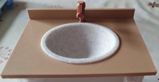 Mueble de baño miniatura con lavabo