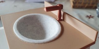 Mueble de baño miniatura con lavabo