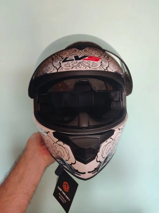Casco Moto Integral Talla S Unisex Gato Blanco