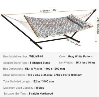 Hamaca doble con soporte T-Shaped