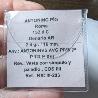 Denario Antonino Pío 152 d.C.