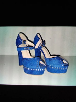 Zapatos de tacón azul con plataforma