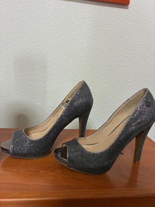 Tacones fiesta plateados talla 37