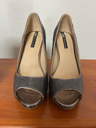 Tacones fiesta plateados talla 37