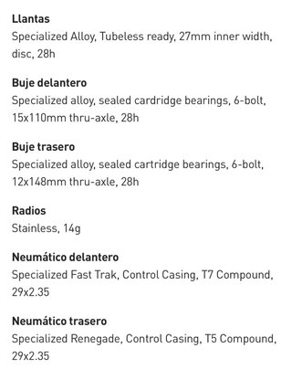 Ruedas Specialized MTB 29 tubelizadas