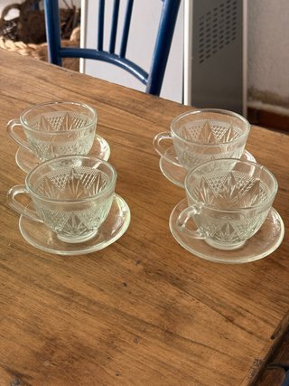 Juego 4 Tazas Café Vidrio Diseño
