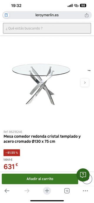 Mesa redonda cristal templado y metal