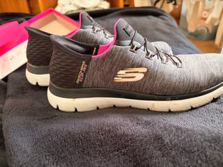 Zapatos Skechers Slip-ins Mujer Gris Rosa