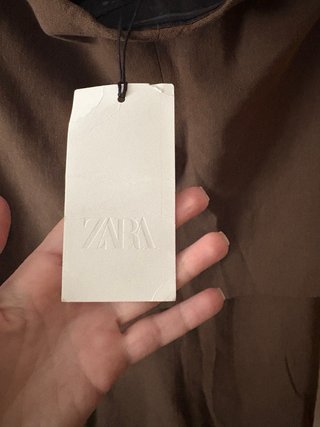 Vestido Zara Marrón Largo Sin Tirantes