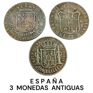 🇪🇦 LOTE DE 3 MONEDAS ANTIGUAS ESPAÑOLAS 20R