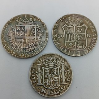 🇪🇦 LOTE DE 3 MONEDAS ANTIGUAS ESPAÑOLAS 20R
