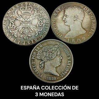 🇪🇦 3 MONEDAS ANTIGUAS ESPAÑOLAS 20 REALES