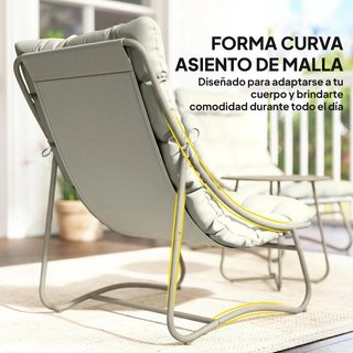 Set Jardín 3 Piezas con Cojines Sillas Gris Claro