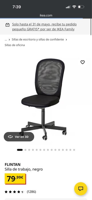 Silla de oficina Flintan negra