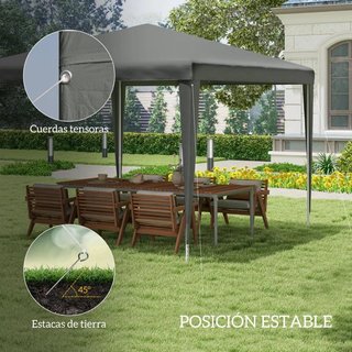 Carpa Jardín 3x3 Gazebo Acero Gris Desmontable