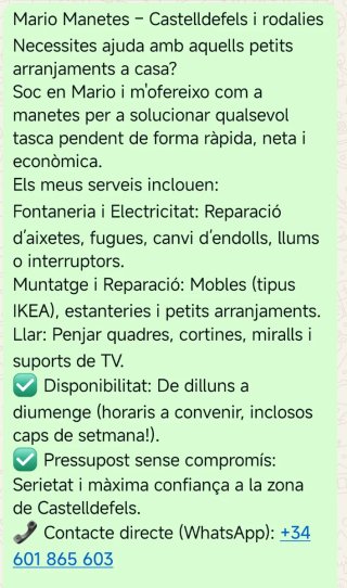 Mario manitas a domicilio, servei de repacions