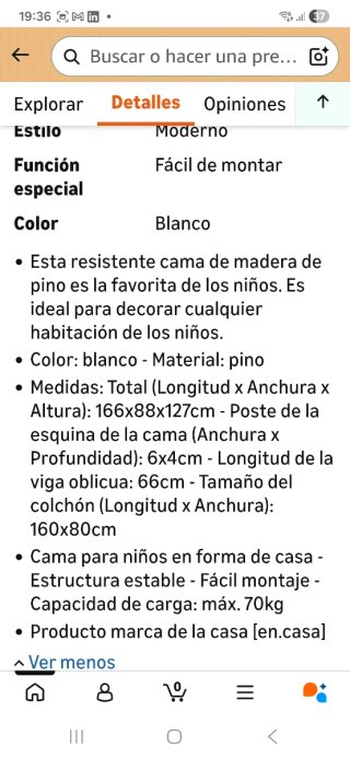 Cama casita madera infantil