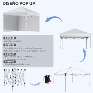 Carpa Plegable 3x3 con Laterales Anti UV Blanca