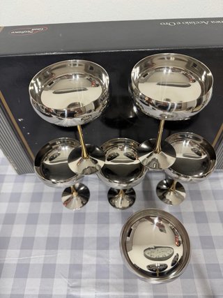 Set 6 Coppe Acciaio e Oro Zecchino 24k Gnali