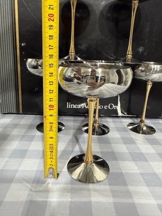Set 6 Coppe Acciaio e Oro Zecchino 24k Gnali
