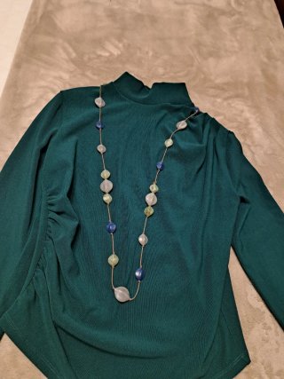 Jersey Zara verde botella drapeado