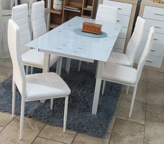 Mesa "Extensible" + 6 Sillas, Blancas. ¡EN REBAJA!