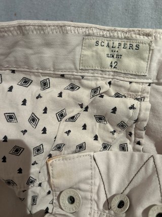 Pantalón Scalpers Slim Fit Talla 42 Beige hueso
