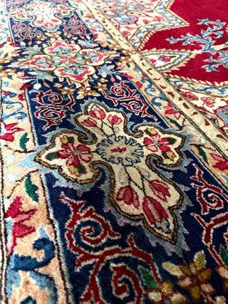 Alfombra Persa Grande Roja y Azul
