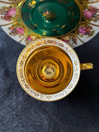 Demitasse+pires JWK Bavaria-Verde Esmeralda e Ouro