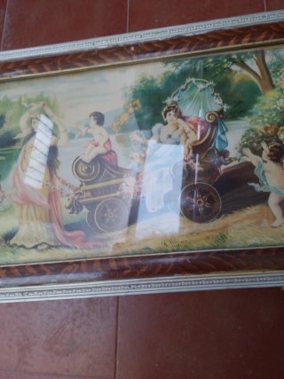 Cuadro antiguo musas y ninfas