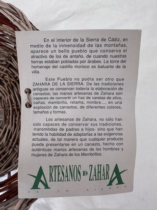 Cesta Mimbre Artesanal Beige y Marrón
