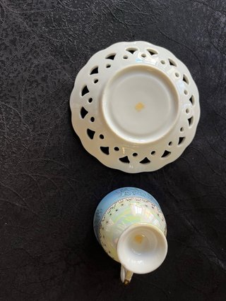 Demitasse Porcelana Fragonard bordo reticulado
