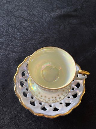 Demitasse Porcelana Fragonard bordo reticulado